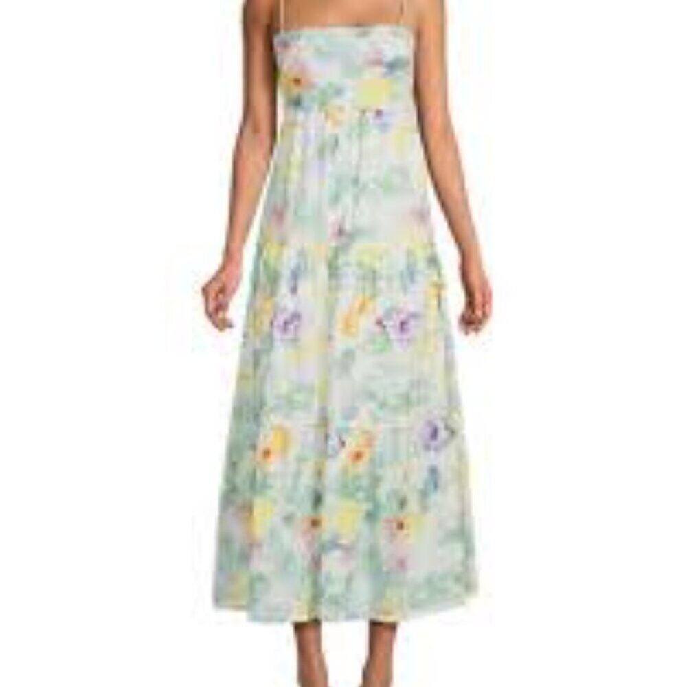 WILDFOX FLORAL NEW ARI TIERED MAXI WITH KNOT TIE BACK SIZE SMALL